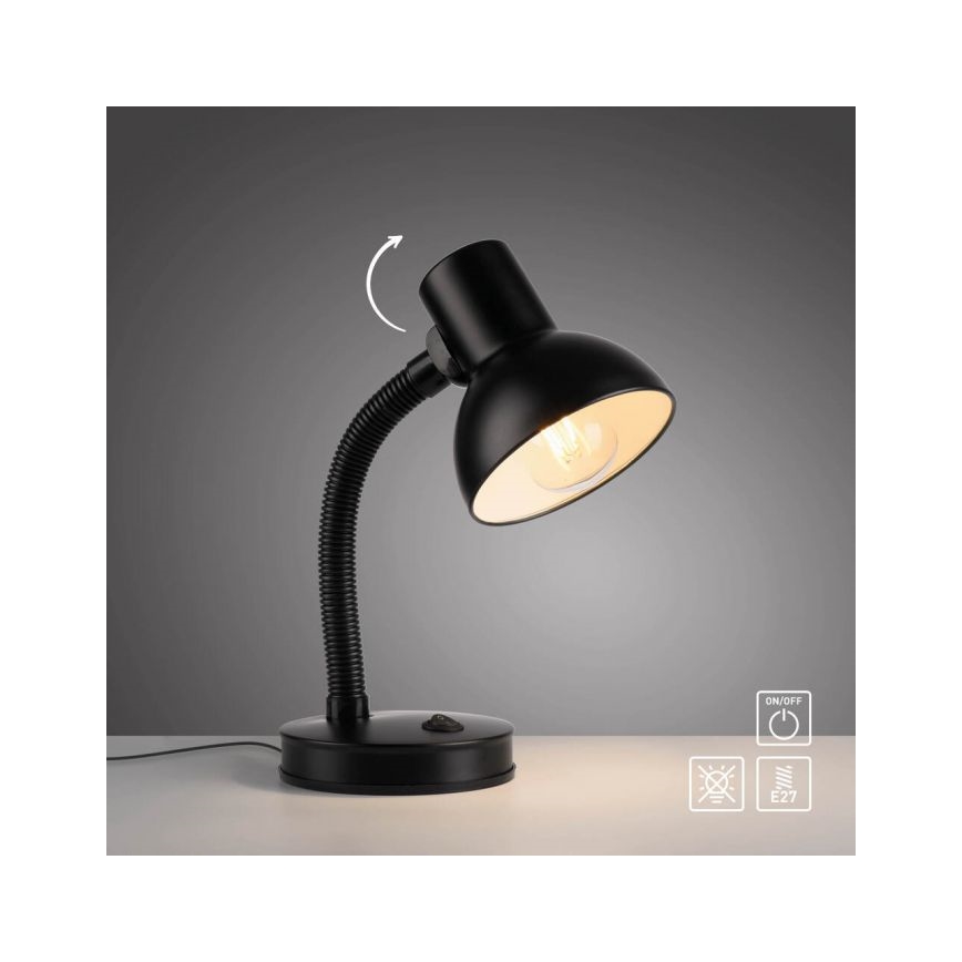 JUST LIGHT. 11080-18 - Elastyczna lampa biurkowa FLEXI 1xE27/25W/230V czarna