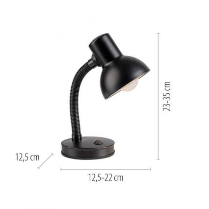 JUST LIGHT. 11080-18 - Elastyczna lampa biurkowa FLEXI 1xE27/25W/230V czarna