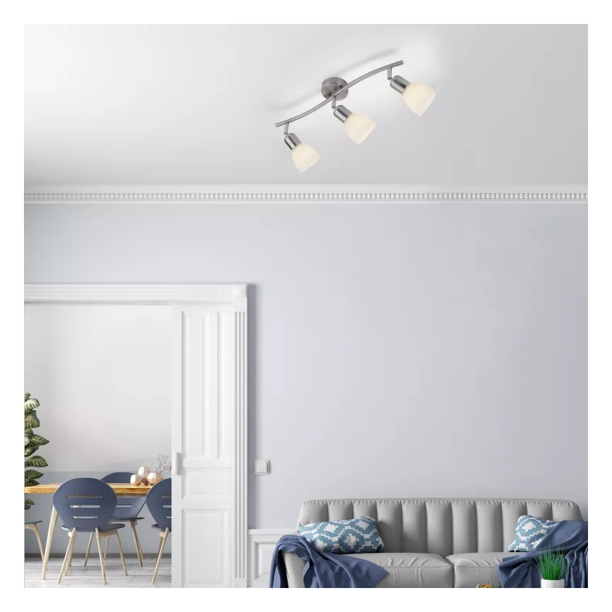 JUST LIGHT. 11953-55 - Oprawa punktowa KARO 3xE14/40W/230V matowy chrom