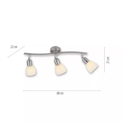 JUST LIGHT. 11953-55 - Oprawa punktowa KARO 3xE14/40W/230V matowy chrom