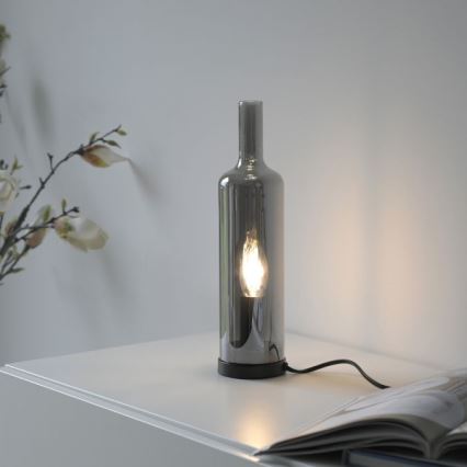 JUST LIGHT. 14006-25 - Lampka stołowa BOTTLE 1xE14/25W/230V czarna/dymiona