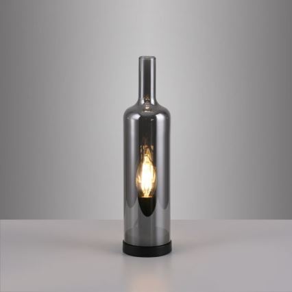 JUST LIGHT. 14006-25 - Lampka stołowa BOTTLE 1xE14/25W/230V czarna/dymiona