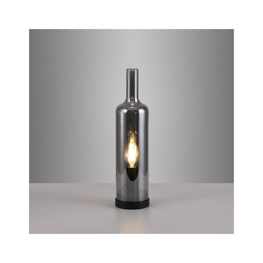 JUST LIGHT. 14006-25 - Lampka stołowa BOTTLE 1xE14/25W/230V czarna/dymiona