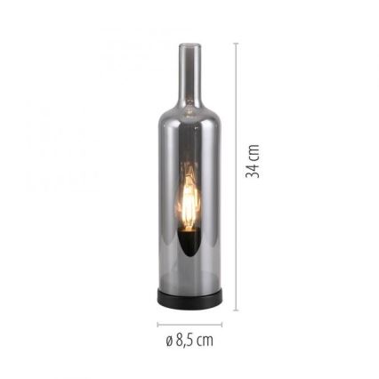 JUST LIGHT. 14006-25 - Lampka stołowa BOTTLE 1xE14/25W/230V czarna/dymiona