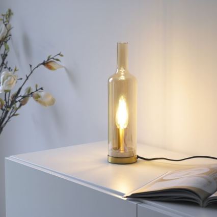 JUST LIGHT. 14006-27 - Lampa stołowa BOTTLE 1xE14/25W/230V beżowa/przydymiona