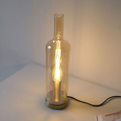 JUST LIGHT. 14006-27 - Lampa stołowa BOTTLE 1xE14/25W/230V beżowa/przydymiona
