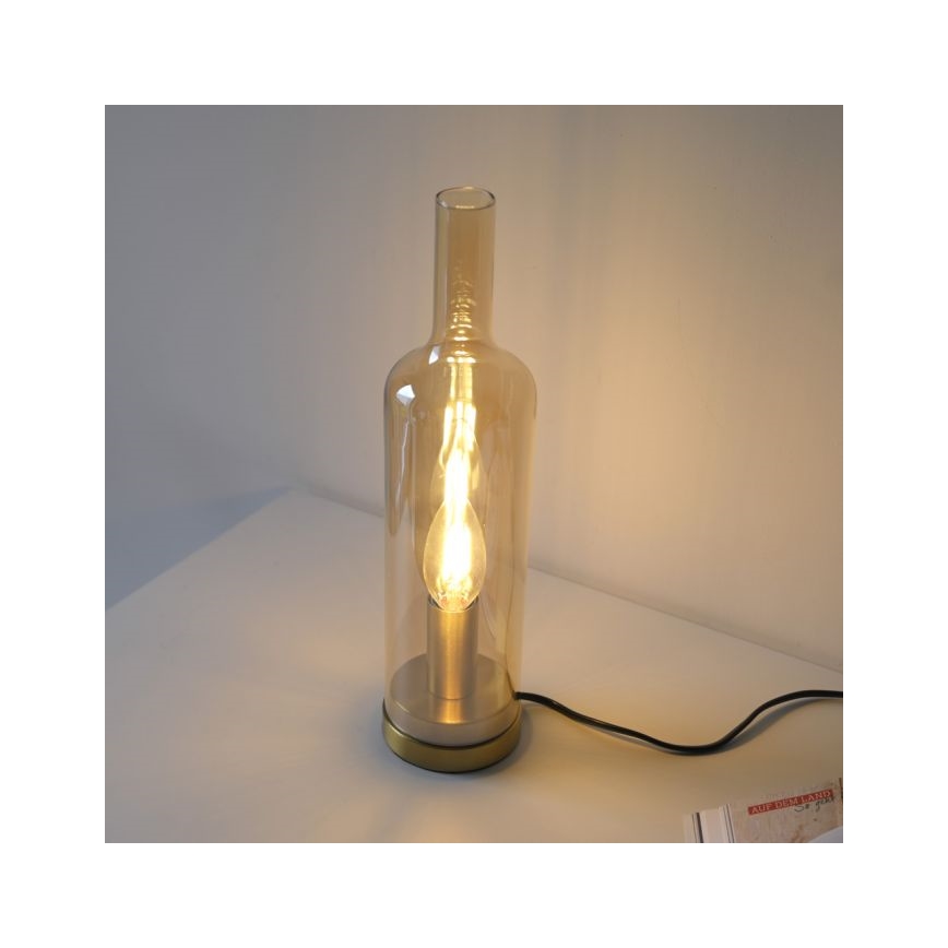JUST LIGHT. 14006-27 - Lampa stołowa BOTTLE 1xE14/25W/230V beżowa/przydymiona