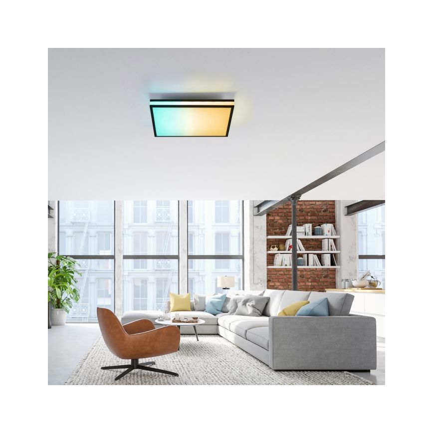 JUST LIGHT. 14110-18 - LED RGBW Ściemnialny plafon MARIO BLACK LED/19,5W/230V 2700-5000K + Pilot zdalnego sterowania