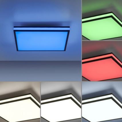 JUST LIGHT. 14110-18 - LED RGBW Ściemnialny plafon MARIO BLACK LED/19,5W/230V 2700-5000K + Pilot zdalnego sterowania