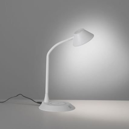 JUST LIGHT. 14414-16 - LED ściemnialna elastyczna dotykowa lampa stołowa z ładowaniem bezprzewodowym PUCKI LED/4,5W/230V biała