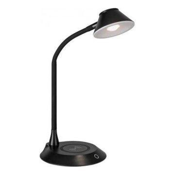 JUST LIGHT. 14414-18 - Regulowana elastyczna lampa biurkowa z bezprzewodowym ładowaniem PUCKI LED/4,5W/230V czarna