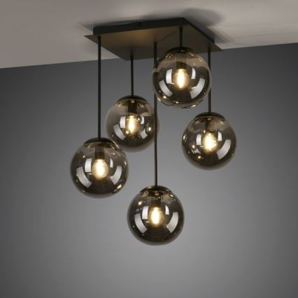 JUST LIGHT. 14602-18 - Żyrandol na drążku WIDOW 5xE14/25W/230V czarny