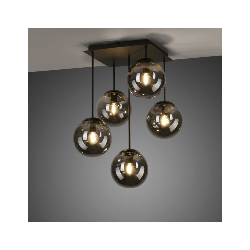 JUST LIGHT. 14602-18 - Żyrandol na drążku WIDOW 5xE14/25W/230V czarny