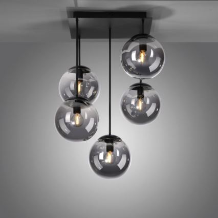 JUST LIGHT. 14602-18 - Żyrandol na drążku WIDOW 5xE14/25W/230V czarny