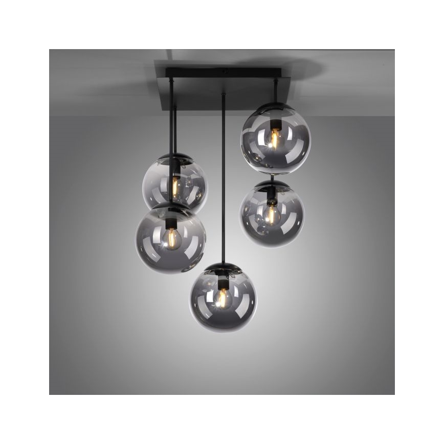 JUST LIGHT. 14602-18 - Żyrandol na drążku WIDOW 5xE14/25W/230V czarny