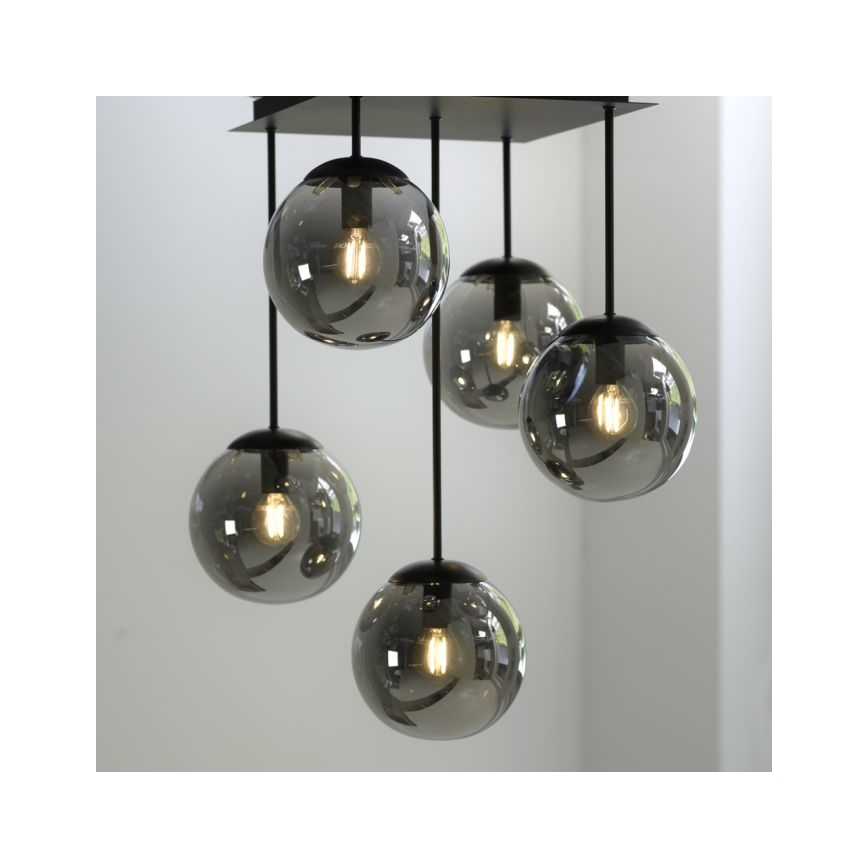 JUST LIGHT. 14602-18 - Żyrandol na drążku WIDOW 5xE14/25W/230V czarny