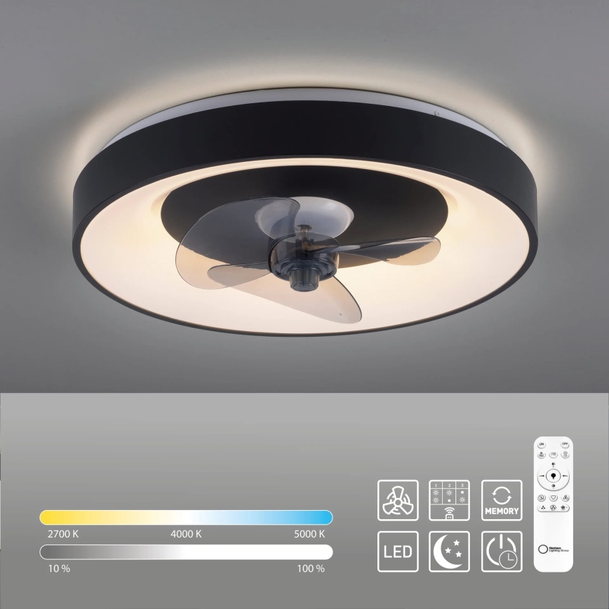 JUST LIGHT. 14644-18 - LED Ściemniany plafon z wentylatorem VENIKA LED/36W/230V śr. 48,6 cm 2700-5000K + pilot zdalnego sterowania