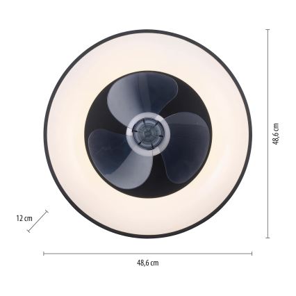 JUST LIGHT. 14644-18 - LED Ściemniany plafon z wentylatorem VENIKA LED/36W/230V śr. 48,6 cm 2700-5000K + pilot zdalnego sterowania