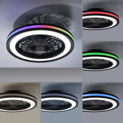 JUST LIGHT. 14649-18 - LED RGBW Ściemnialny wentylator sufitowy z oświetleniem BRANDON LED/36W/230V 2700-5000K śr. 46,5 cm czarny + pilot zdalnego sterowania