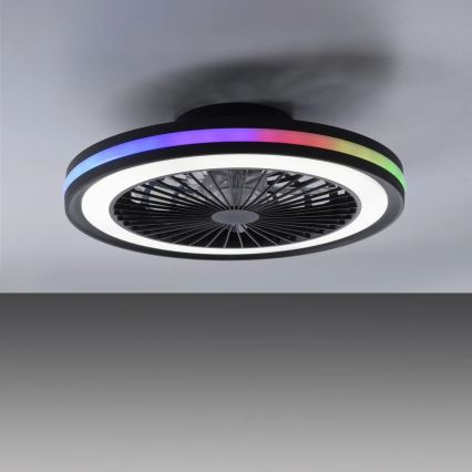 JUST LIGHT. 14649-18 - LED RGBW Ściemnialny wentylator sufitowy z oświetleniem BRANDON LED/36W/230V 2700-5000K śr. 46,5 cm czarny + pilot zdalnego sterowania