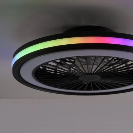 JUST LIGHT. 14649-18 - LED RGBW Ściemnialny wentylator sufitowy z oświetleniem BRANDON LED/36W/230V 2700-5000K śr. 46,5 cm czarny + pilot zdalnego sterowania