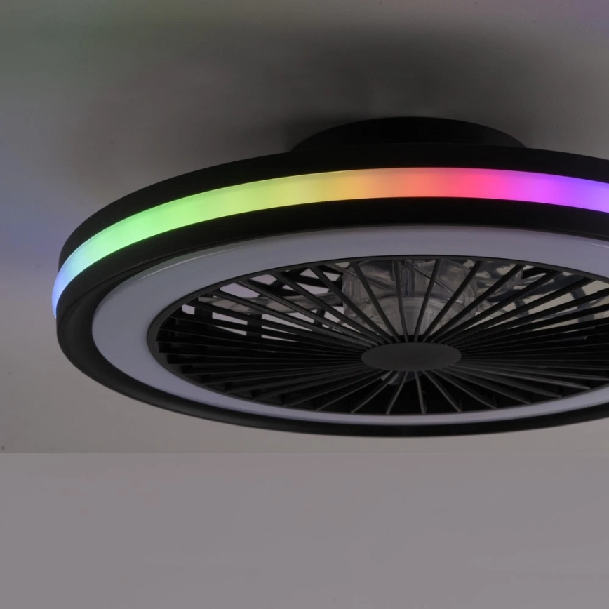 JUST LIGHT. 14649-18 - LED RGBW Ściemnialny wentylator sufitowy z oświetleniem BRANDON LED/36W/230V 2700-5000K śr. 46,5 cm czarny + pilot zdalnego sterowania