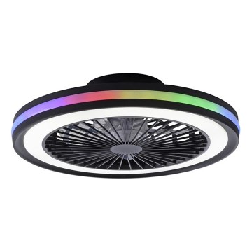 JUST LIGHT. 14649-18 - LED RGBW Ściemnialny wentylator sufitowy z oświetleniem BRANDON LED/36W/230V 2700-5000K śr. 46,5 cm czarny + pilot zdalnego sterowania
