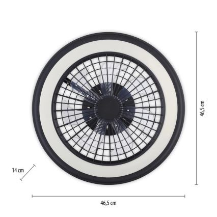 JUST LIGHT. 14649-18 - LED RGBW Regulowany sufitowy wentylator z oświetleniem BRANDON LED/36W/230V 2700-5000K śr. 46,5 cm czarny + pilot zdalnego sterowania
