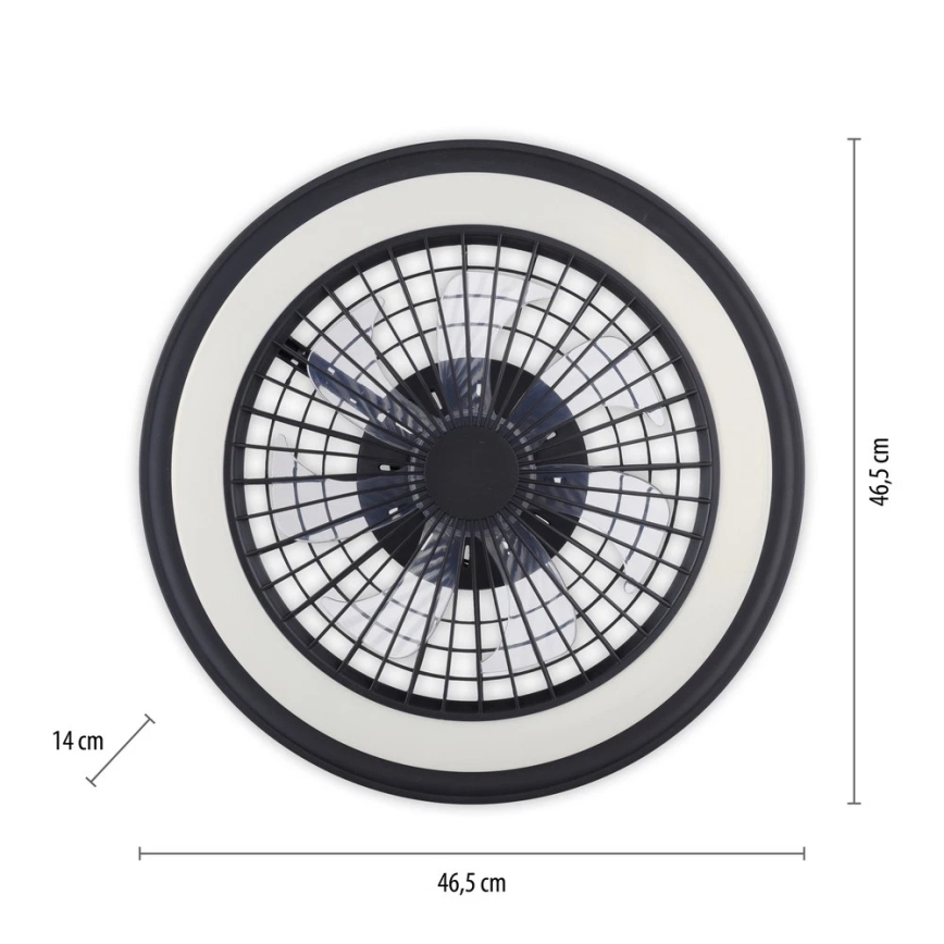 JUST LIGHT. 14649-18 - LED RGBW Regulowany sufitowy wentylator z oświetleniem BRANDON LED/36W/230V 2700-5000K śr. 46,5 cm czarny + pilot zdalnego sterowania