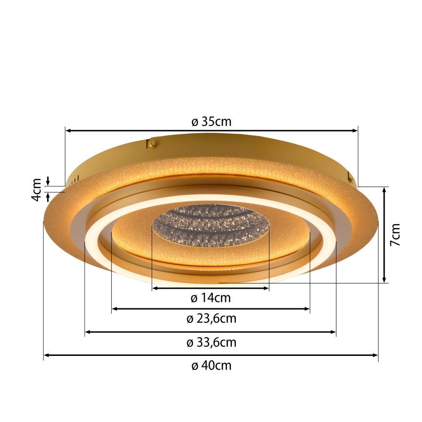JUST LIGHT. 15089-60 - Lampa sufitowa LED CICHIO LED/36W/230V, średnica 40 cm, złota
