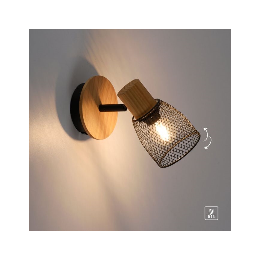 JUST LIGHT. 15191-79 - Kinkiet punktowy TAMIS 1xE14/10W/230V sosna