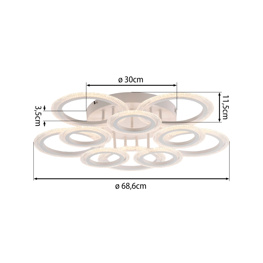 JUST LIGHT. 15268-16 - Lampa sufitowa LED CRYSTALLO LED/48,5W/230V śr. 68,6 cm biała