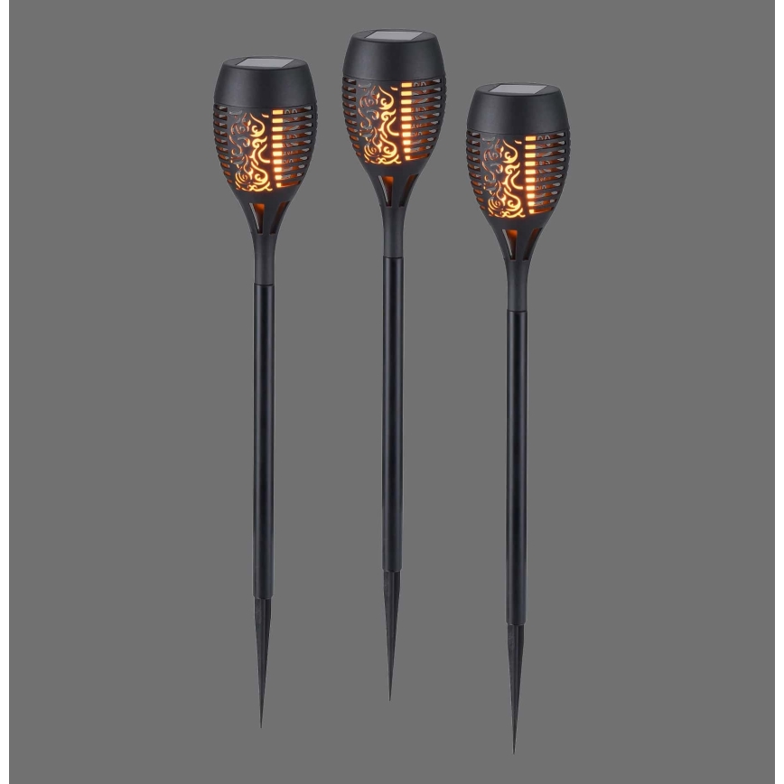 JUST LIGHT. 19106-18-3 - ZESTAW 3x LED Oświetlenie solarne FACKEL LED/0,24W/1,2V 200 mAh IP44 czarny
