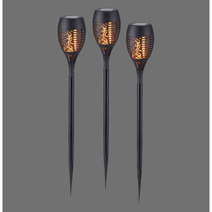 JUST LIGHT. 19106-18-3 - ZESTAW 3x LED Oświetlenie solarne FACKEL LED/0,24W/3,7V IP44 czarny