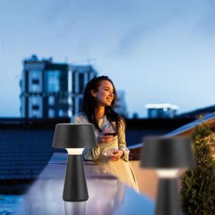 JUST LIGHT. 19260-18 - LED Ściemnialna dotykowa zewnętrzna lampa ABERA LED/3W/3,7V 2000 mAh USB IP54 czarny