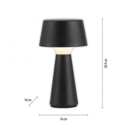 JUST LIGHT. 19260-18 - LED Ściemnialna dotykowa zewnętrzna lampa ABERA LED/3W/3,7V 2000 mAh USB IP54 czarny