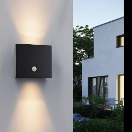 JUST LIGHT. 19471-18 - LED Kinkiet zewnętrzny z czujnikiem AMIN 2xLED/1,25W/3,7V 4400mAh IP44 czarne
