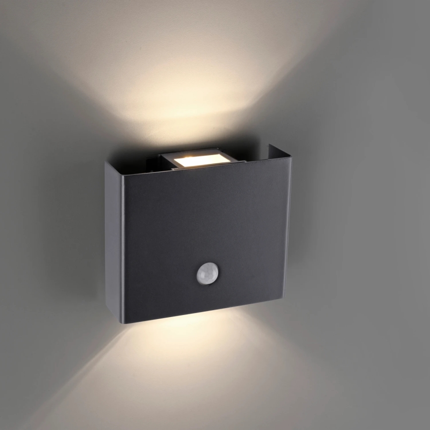 JUST LIGHT. 19471-18 - LED Kinkiet zewnętrzny z czujnikiem AMIN 2xLED/1,25W/3,7V 4400mAh IP44 czarne