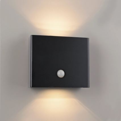 JUST LIGHT. 19471-18 - LED Kinkiet zewnętrzny z czujnikiem AMIN 2xLED/1,25W/3,7V 4400mAh IP44 czarne