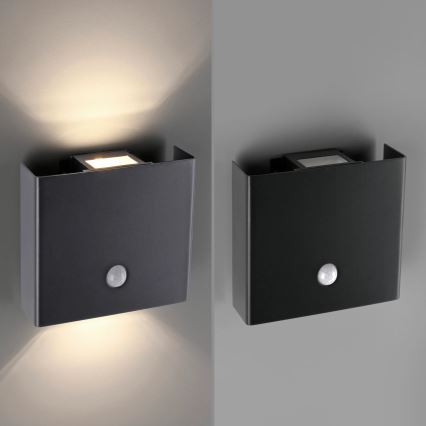 JUST LIGHT. 19471-18 - LED Kinkiet zewnętrzny z czujnikiem AMIN 2xLED/1,25W/3,7V 4400mAh IP44 czarne