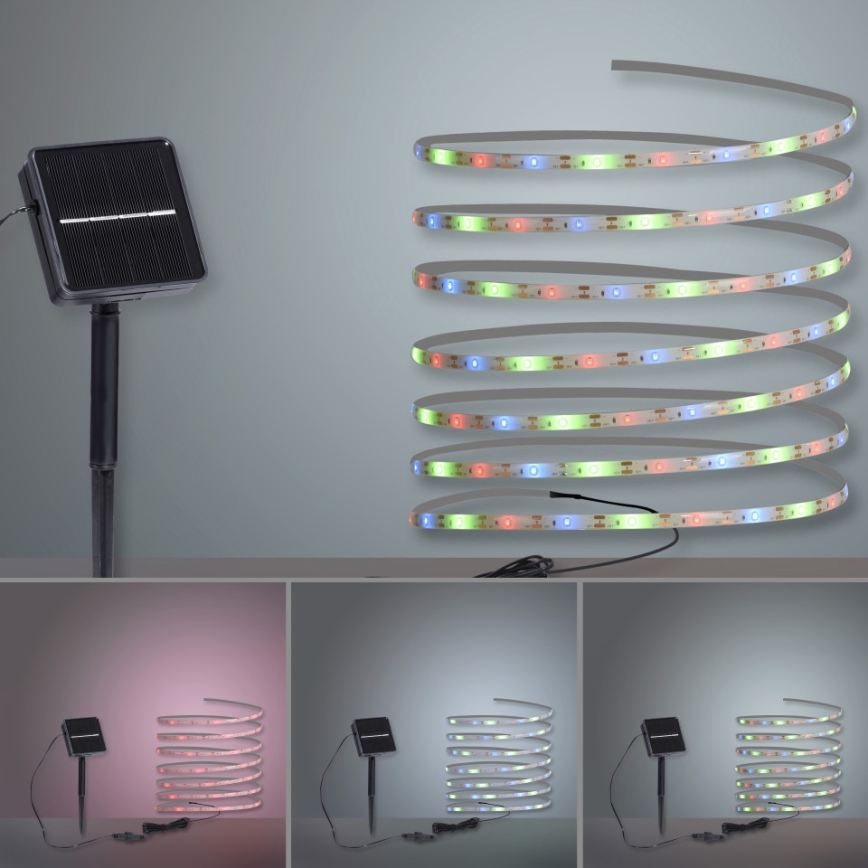 JUST LIGHT. 19971-18 - LED RGB solarna taśma TEANIA LED/3,7V 5 m 1200 mAh IP44 czarna