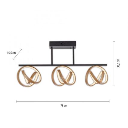 JUST LIGHT. 6245-18 - LED Ściemnialny żyrandol natynkowy LOOP 3xLED/11W/230V 2700-5000K + pilot zdalnego sterowania