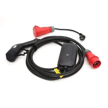 Podróżna stacja ładowania samochodów elektrycznych EV/PHEV AC Type 2 16A/400V 22kW IP55 7m + adapter 230V 3,7kW + pudełko
