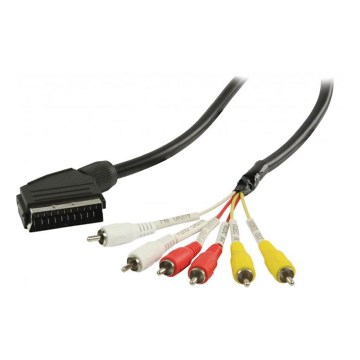 Kabel SCART 6x wtyk czarny 2m