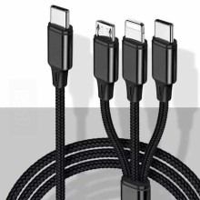 Kabel USB Lightning / MicroUSB / USB-C 1m czarny