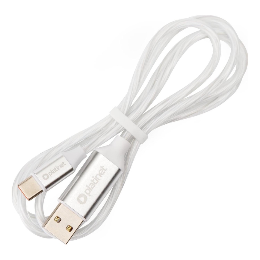 Kabel USB USB-A / USB-C złącze z LED podświeceniem 18W 1m biały
