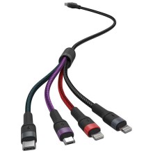Kabel USB USB-A / USB Lightning / MicroUSB / USB-C 1,2m wielokolorowy