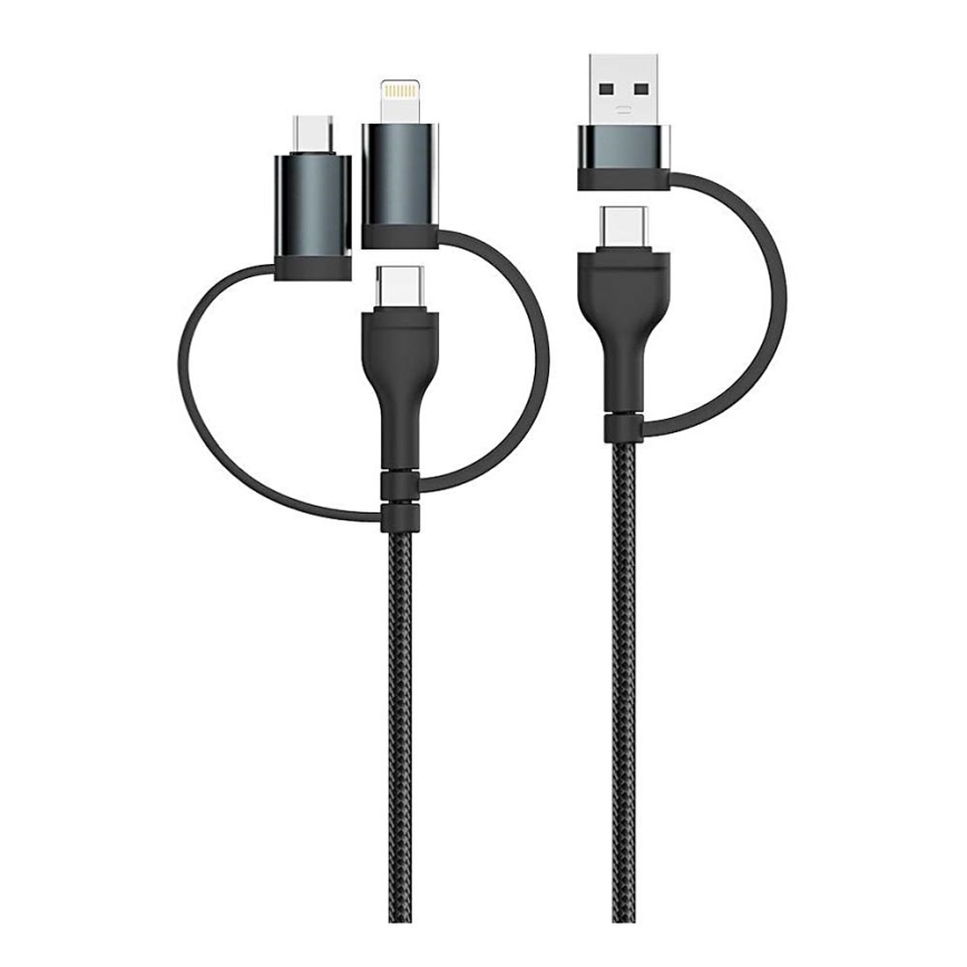 Kabel USB USB-A/ USB Lightning / MicroUSB / USB-C Power Delivery 60W 1,2m czarny