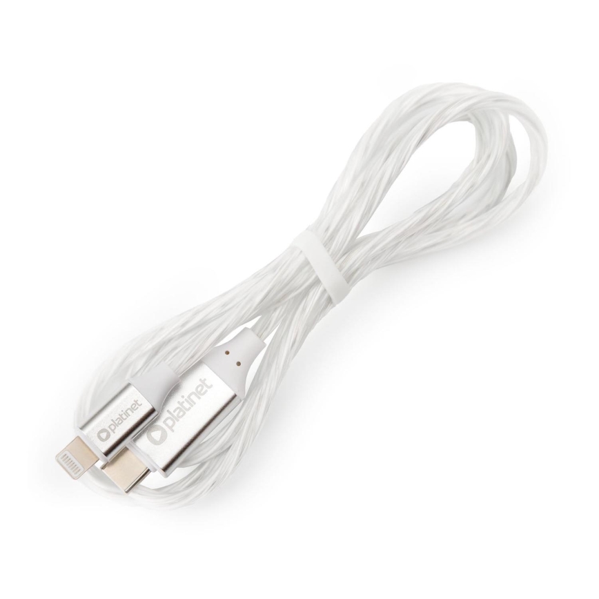 Kabel USB USB-C / Lightning złącze z LED podświeceniem 27W 1m biały