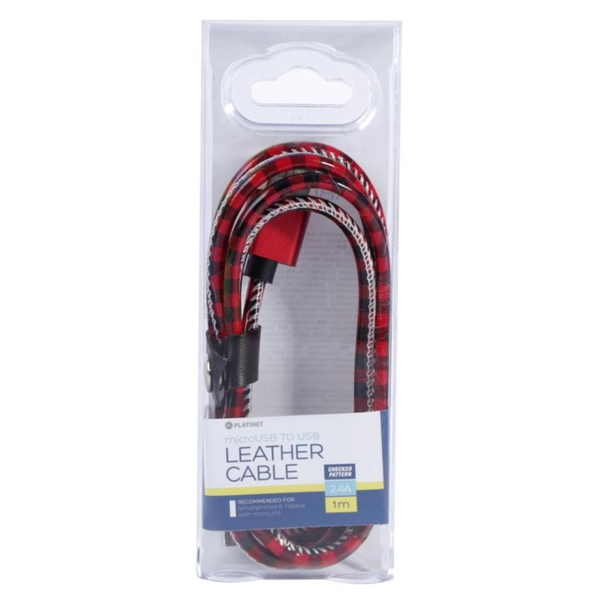 Kabel USB Złącze USB A / Micro USB 1m czerwony